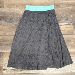 EUC LuLaRoe Lucy Lace Midi Skirt Gray XS